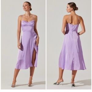 NWT ASTR the label satin midi bustier dress LAVENDER Medium 💟